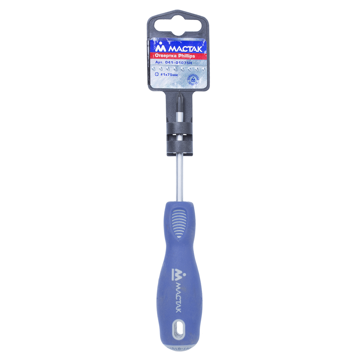 Отвертка крестовая Phillips №1, 75 мм, держатель МАСТАК 041-01075H