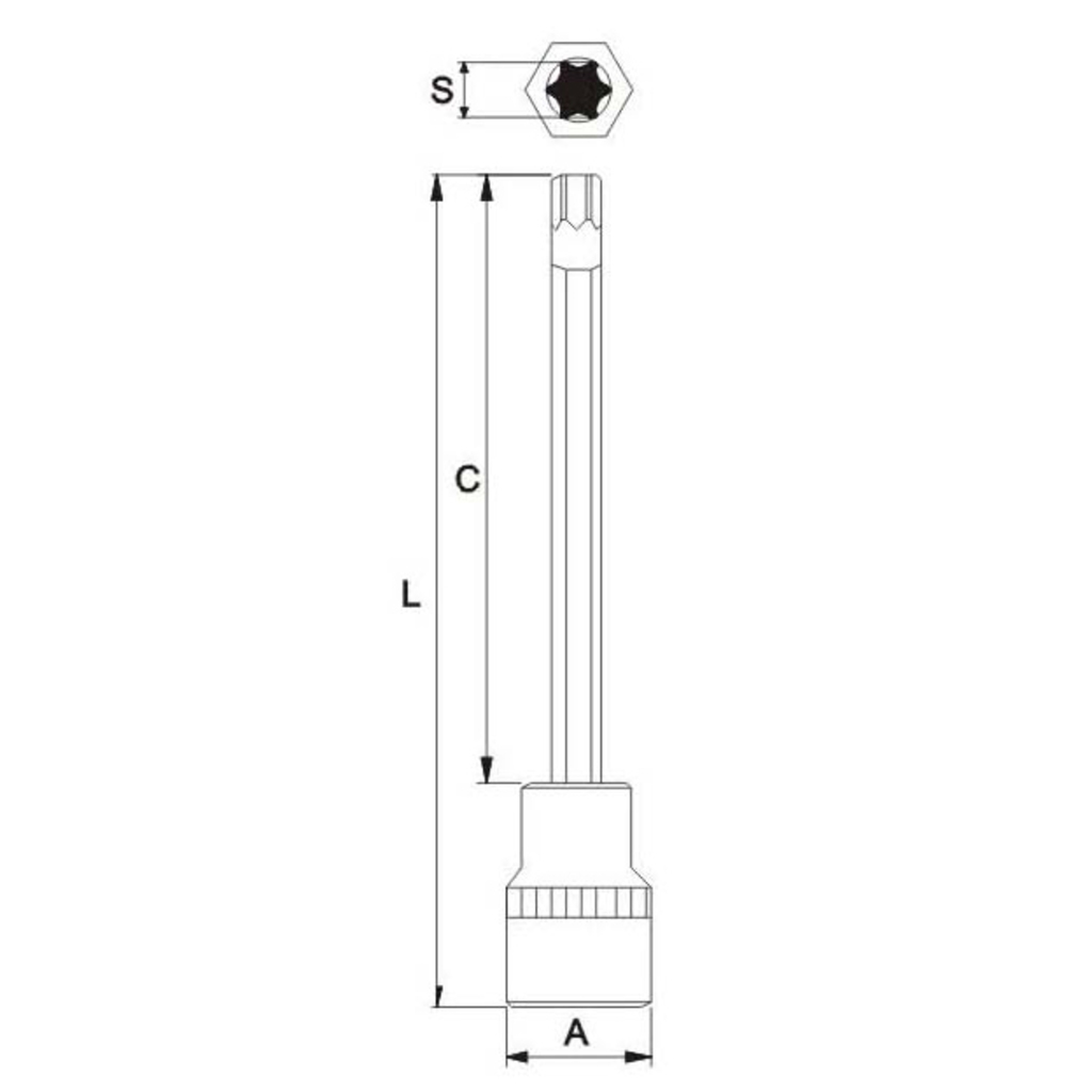 JTC Бита-головка 1/2" TORX T45х200мм длинная JTC