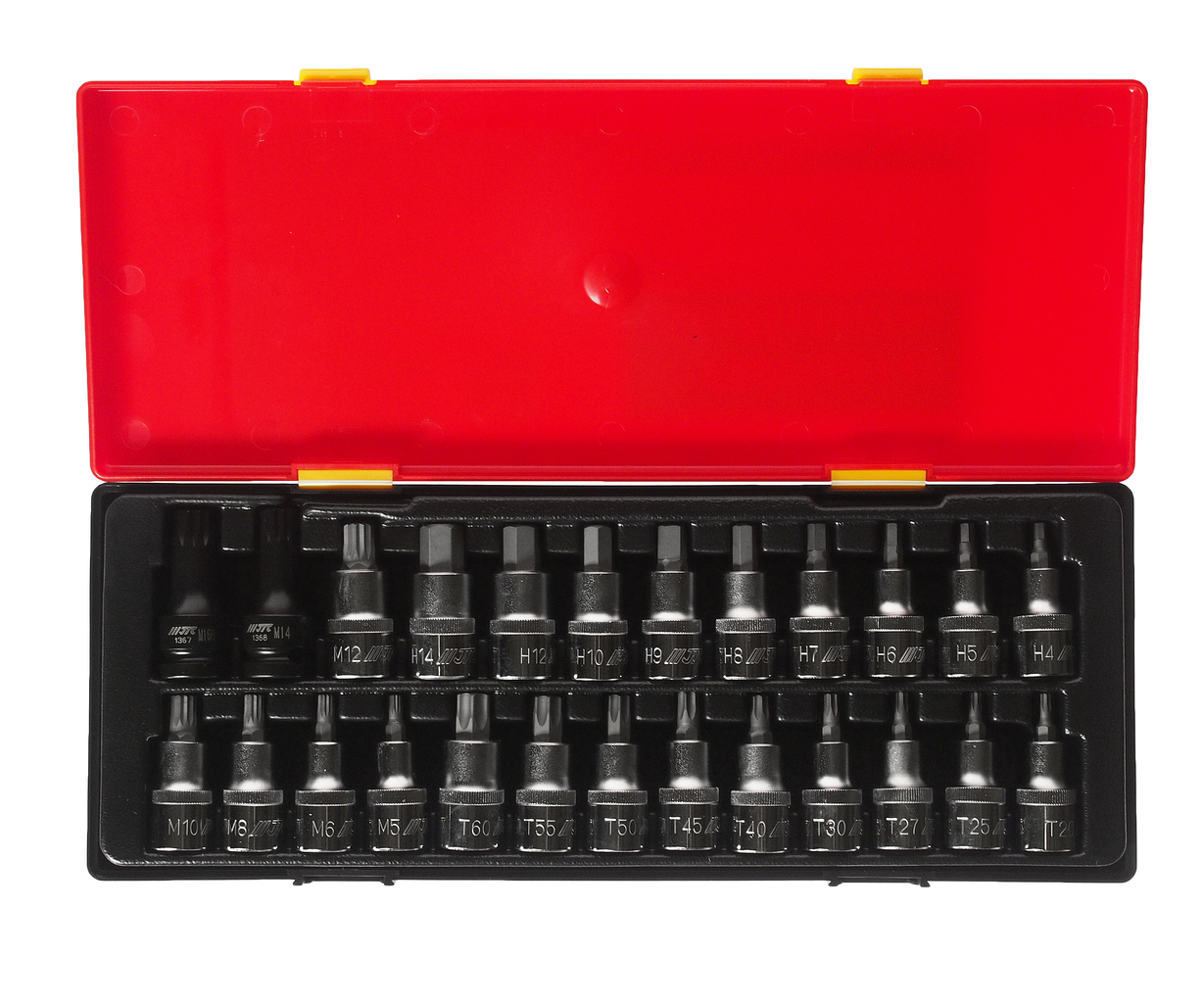 JTC Набор бит-головок 1/2" HEX H4-H14, TORX T20-T60,SPLINE M5-M12 25 предметов JTC