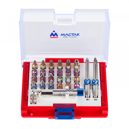 Набор вставок (бит) 1/4", PH, PZ, Hex, Torx, Slotted, 28 предметов МАСТАК 058-11028C
