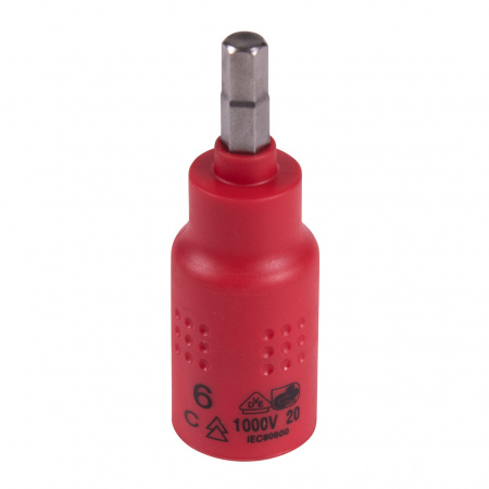 Насадка (бита) торцевая диэлектрическая 3/8", HEX, 6 мм, L = 65 мм KING TONY 3025VE06