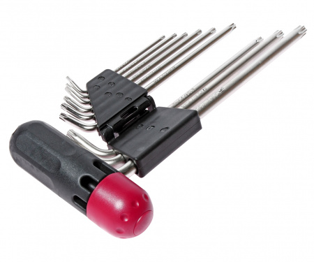 JTC Набор ключей TORX T10Н-Т50H Г-образных с отверстием 9 предметов JTC