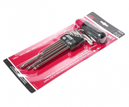 JTC Набор ключей TORX T10Н-Т50H Г-образных с отверстием 9 предметов JTC