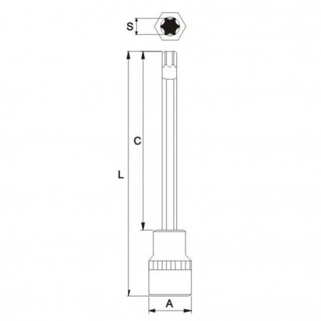 JTC Бита-головка 1/2" TORX T45х200мм длинная JTC