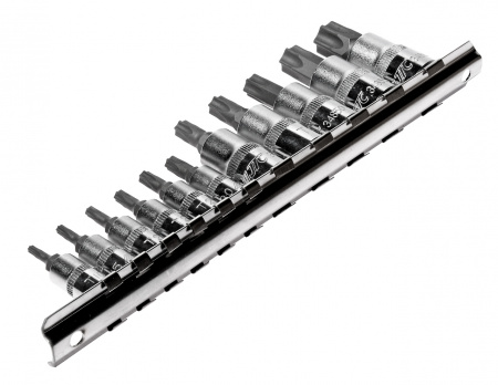 JTC Набор головок торцевых 1/4"-3/8" TORX Т10Н-Т60Н с отверстием 11 предметов JTC