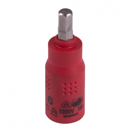 Насадка (бита) торцевая диэлектрическая 1/4", HEX, 6 мм, L = 54 мм KING TONY 2035VE06