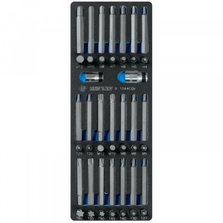 Набор вставок (бит) 10 мм, Torx, Spline, Hex, ложемент, 44 предмета KING TONY 9-1044CQV